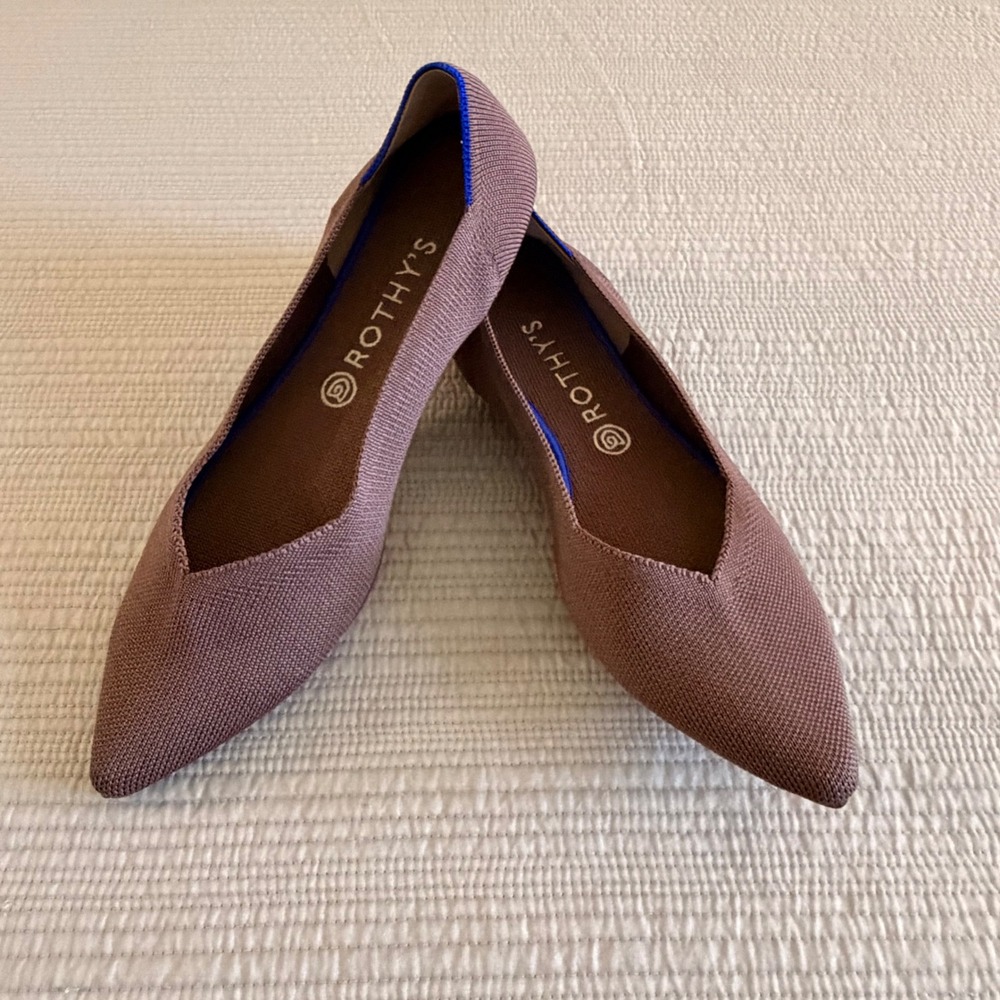 Rothys‎ The Point Women's Taupe Brown Pointed Toe Knit Flats Shoes Size 11.5